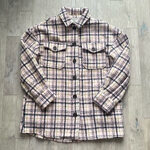 Avec Les Filles Flannel Pink Plaid Coat Shaket XS